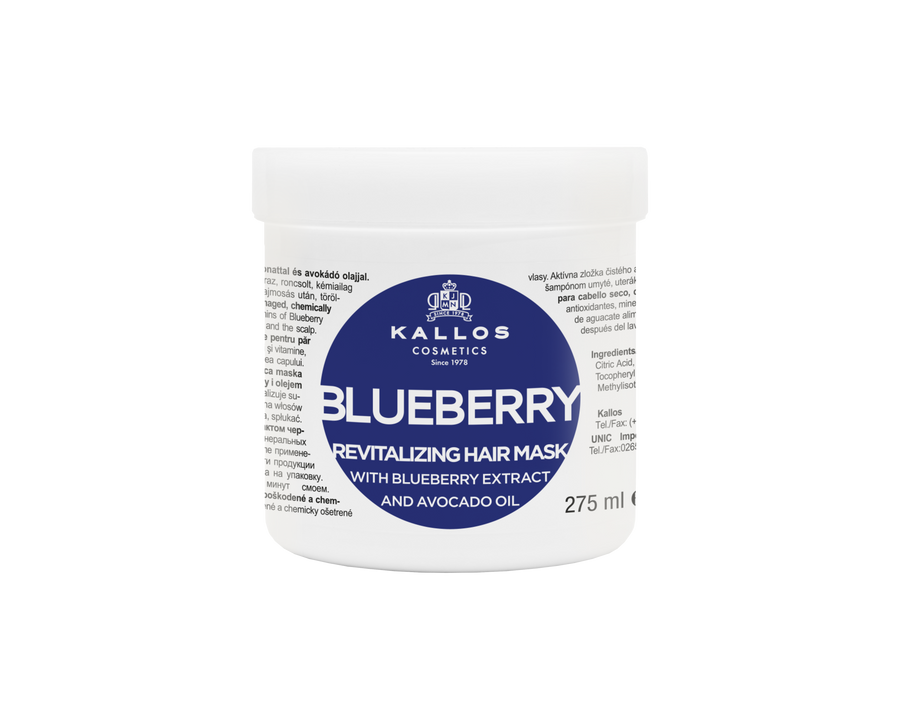 KJMN Blueberry Revitalising mask for dry, damaged, chemically treated hair, with Blueberry extract and Avocado oil