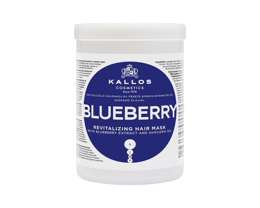 KJMN Blueberry Revitalising mask for dry, damaged, chemically treated hair, with Blueberry extract and Avocado oil