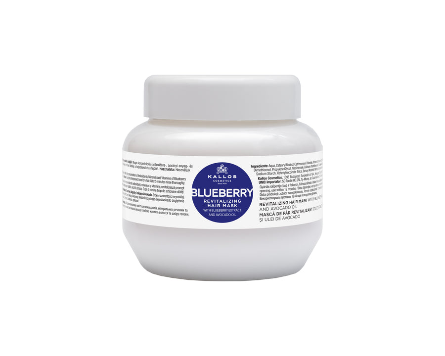 KJMN Blueberry Revitalising mask for dry, damaged, chemically treated hair, with Blueberry extract and Avocado oil