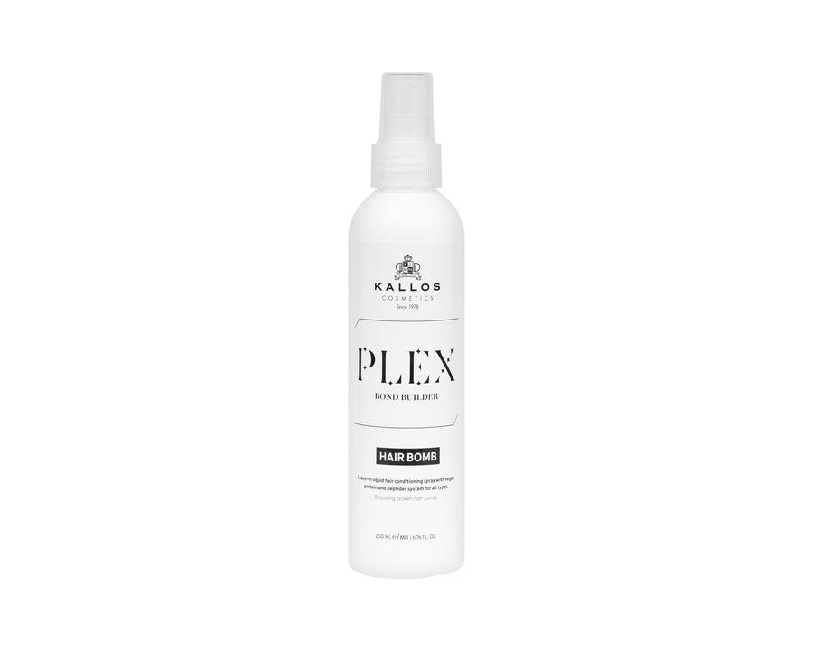 Kallos Plex Bond Builder Hair Bomb leave-in liquid hair care spray with vegan protein and peptide complex for intensive care