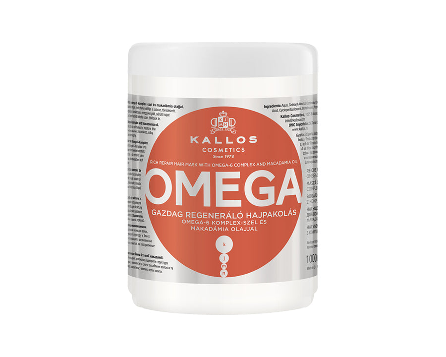 KJMN Omega Rich repair mask for lifeless and damaged hair with Omega-6 complex and Macadamia oil
